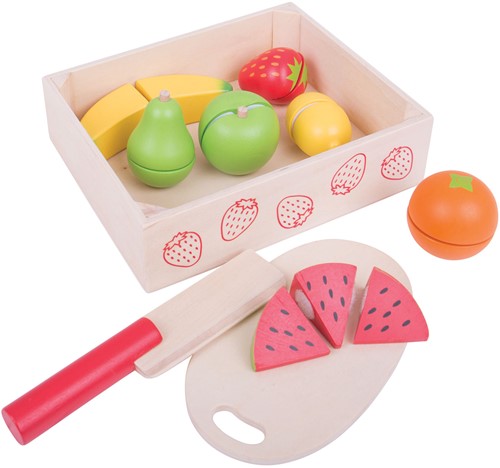 Bigjigs Boîte en bois avec fruits tranchés - 13 pièces