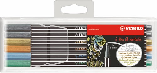 STABILO Pen 68 metallic etui 6 stuks