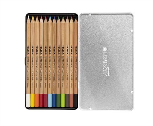 Lyra Metal Box With 12 Rembrandt Aquarell Colouring Pencils Asst'D