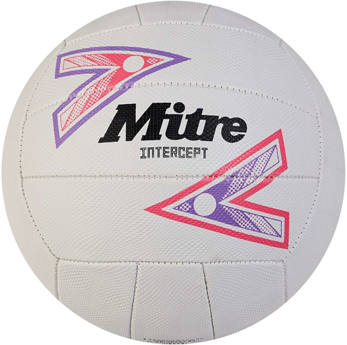 Mitre Intercept Netball White/Purple/Pink 5