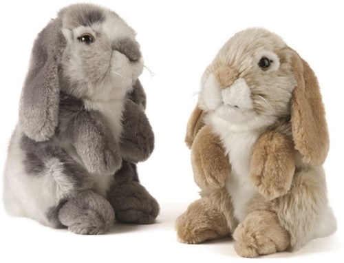 Living Nature knuffel Grey Sitting Lop Eared Rabbit 21 cm