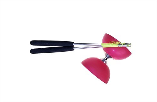 Acrobat - Ensemble 105 Diabolo en caoutchouc rose + bâtons de main en aluminium