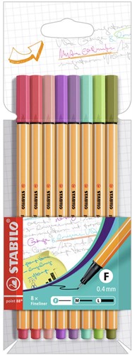 STABILO point 88 fineliner etui 8 stuks (nieuwe kleuren)