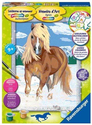 Ravensburger Peinture sur numéro Série classique Chevaux Cheval dans la neige