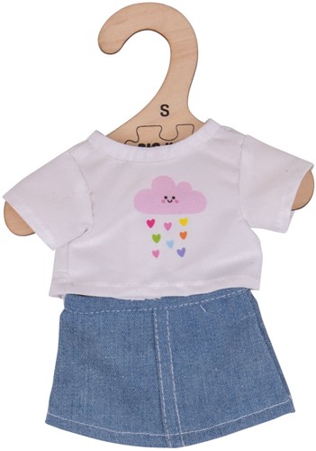 Bigjigs T-Shirt blanc et jupe en jean (pour poupée de 28cm)