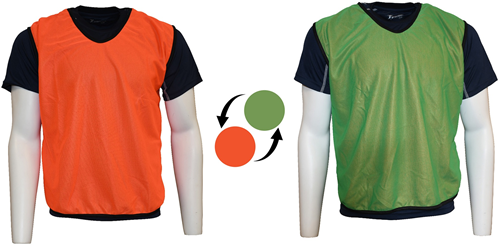 Plain Reversible Mesh Training Bib (Youth, Adult) Orange/Green Adult